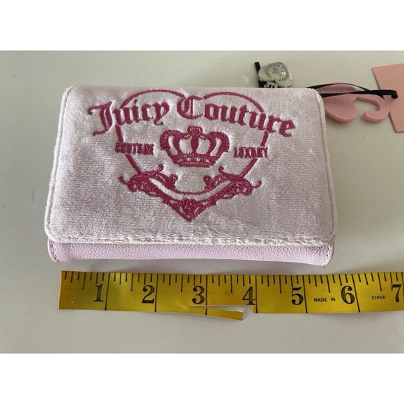 JUICY COUTURE GIRLIE ROYALTY Double Sided Trifold Wallet Chiffon Pink NEW - Picture 9 of 11